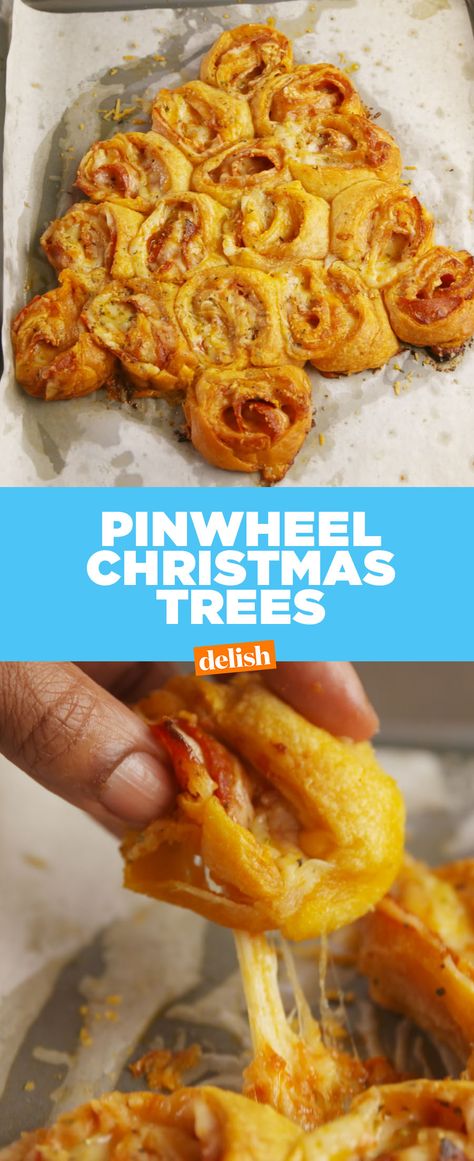 Pinwheel Christmas Trees will be a fan-favorite at every party. Get the recipe at Delish.com. #pizza #pinwheel #cheese #mozz #recipe #partyapp #app #holiday #easyrecipe Pinwheel Christmas Tree, Quish Recipes, Christmas Tree Pizza, Pizza Pinwheels, Christmas Tree Food, Xmas Baking, Christmas Eats, Martin Clunes, Appetizer Sandwiches