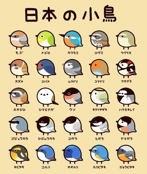 Chibi Poses, Images Kawaii, Learn Japanese, Bird Drawings, Cute Birds, Little Birds, Small Birds, Cute Animal Drawings, Kawaii Drawings