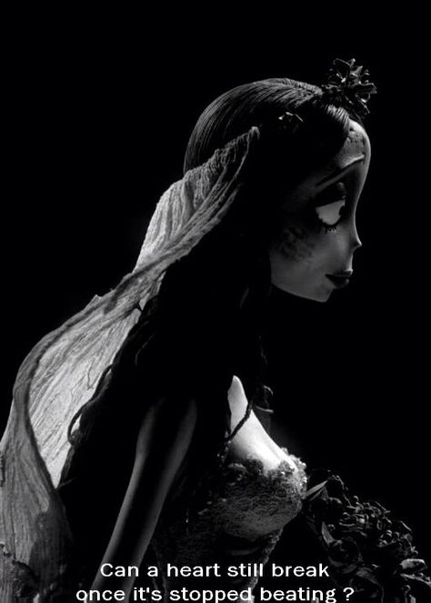 Can a heart still break once it's stopped beating? Corpse Bride, A Heart, Black And White, Hair, White, Black