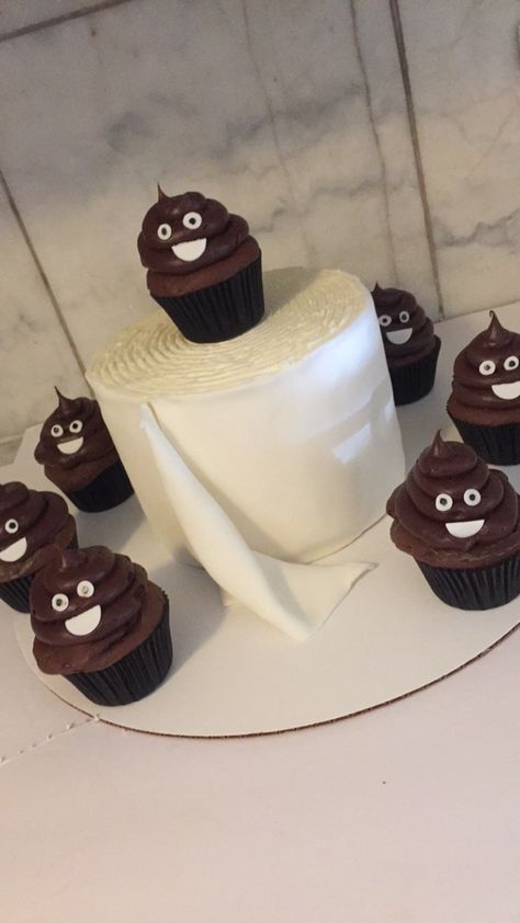 Toilet Paper Roll Cake, Potty Cake, Poop Emoji Cupcakes, Poop Cake, Emoji Cupcakes, Porta Potty, Poop Emoji, Roll Cake, Toilet Paper Roll