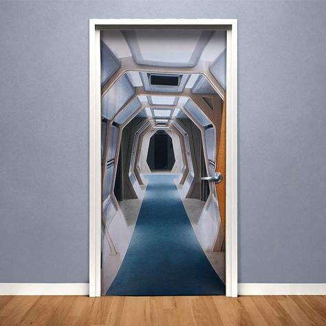 Star Trek TNG Corridor Door Cover Star Trek Decorations, Star Trek Decor, Corridor Door, Star Trek Party, Star Trek Theme, Star Trek Wedding, Star Trek Tng, Starship Design, Science Themes