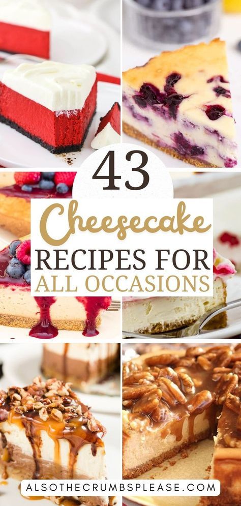 Discover the ultimate collection of 43 cheesecake recipes. Whether you crave chocolate, fruit-topped, or unique twists, these desserts will satisfy. Unique Cheesecake Flavors, Unique Cheesecake Recipes, Unique Cheesecake, Cheesecake Flavors, Chocolate Chip Cheesecake, Baked Cheesecake Recipe, Easy Cheesecake Recipes, Spring Desserts, Chocolate Fruit