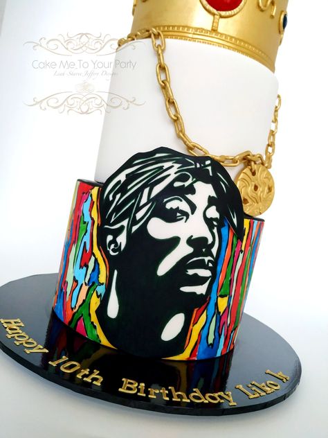 https://flic.kr/p/2jdRavr | Tupac Cake | For a very special birthday, we created this cake for Liko Jr, who has been heavily influenced by music in his life.  As a musician myself, I understand the power that music holds. When you feel it's message deeply you can hold onto memories with such clarity. They may be memories of joy, of sadness, of lessons, or of love, but they are concreted when attached to a song. Many blessings Liko, and your mum who requested this cake for you. 2pac Cake, Hip Hop Cake Ideas, Tupac Cake, 90s Cake Ideas, 2pac Birthday, Hip Hop Cake, Hip Hop Birthday Cake, Tupac Birthday, 90s Cake