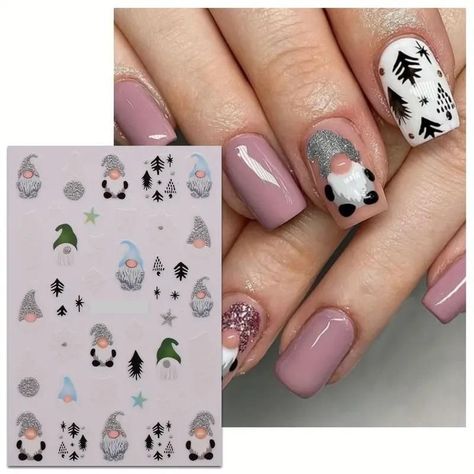 Christmas Nail Designs Easy, Gonk Gnome, Santa Nails, Cute Christmas Nails, Christmas Nails Easy, Nail Art Stickers Decals, Pretty Nail Art Designs, Winter Nail Art, Pretty Nail Art