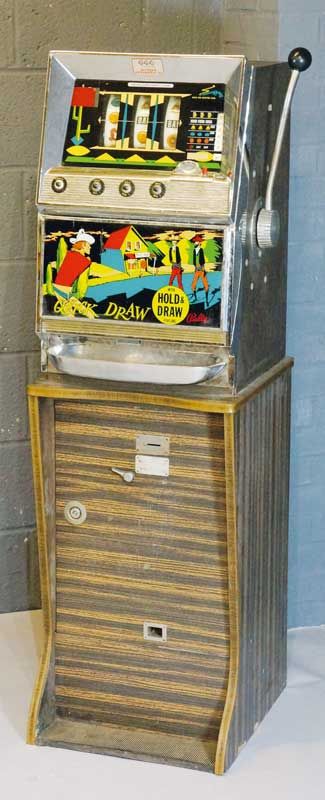 Lot 420 - A Bally quick draw electric one arm bandit with formica and chromium plated case, 144 cm high overall, 45 cm wide, 47 cm deep, Circa 1960s/70s One Arm Bandit, Quick Draw, Fun Fair, 1930s Art, Decorative Art, Design Vintage, 20th Century, Gaming Products, Art Decor