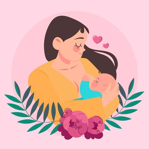 Breastfeeding Poster, Breastfeeding Art, Mother Feeding, Mother Pictures, Flower Women, Woman Sketch, Pattern Flower, Women Pink, Cartoon Images