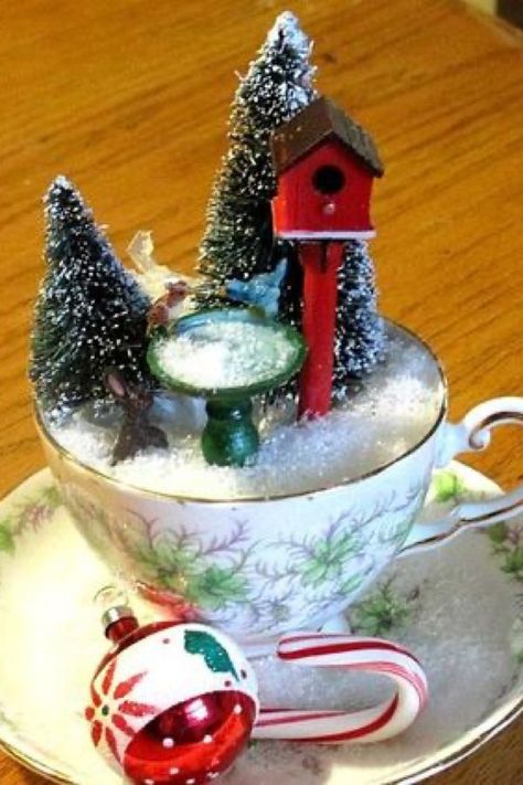 Ballerina Tea, Christmas Ballerina, Tea Cups Diy, Cup And Saucer Crafts, Christmas Fairy Garden, Winter Whimsy, Fairies Garden, Tea Crafts, Teacup Crafts