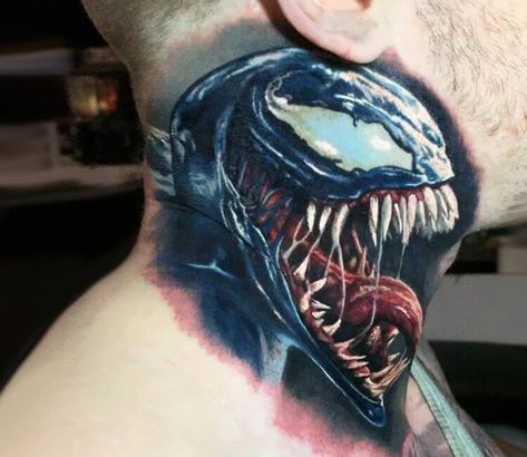 Venom tattoo by Steve Butcher Venom Chest Tattoo, Venom Tattoo Ideas, Rock And Roll Tattoo, Demon Vampire, T Rex Tattoo, Yogi Tattoo, Ghoul Ghost, Venom Tattoo, Avengers Tattoo