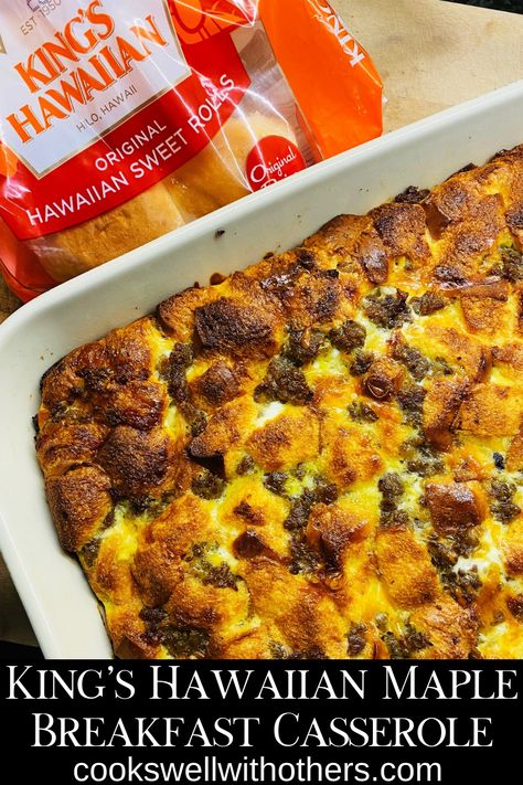 breakfast casserole in a dish Quick Breakfast Casserole Recipes, Waffle Breakfast Casserole, Jimmy Dean Breakfast Casserole, Hawaiian Breakfast, Sausage Egg Bake, Maple Breakfast, Maple Sausage, Sausage Egg Casserole, Hawaiian Bread