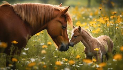 Mare And Foal, Green Meadow, Prado, Free Photo, Free Photos, Horses, Stock Photos, Green