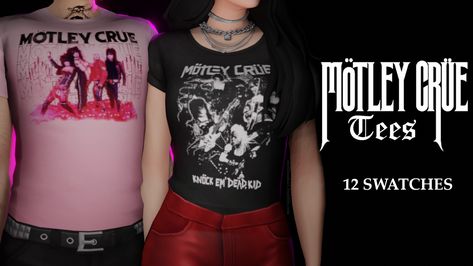 Band Shirts Sims 4 Cc, Sims 4 Cc Band Tees, Motley Crue Shirt, Motley Crue, Los Sims, Band Shirts, Sims Cc, Sims 4 Cc, Band Tees