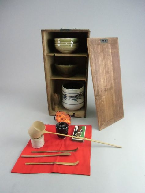 vintage Japanese Tea Ceremony Set in Wooden Box Chabako Japanese Tea Ceremony, Japanese Antiques, Tea Box, Japanese Tea, Tea Ceremony, Wood Boxes, Floating Nightstand, Vintage Japanese, Antique Collection