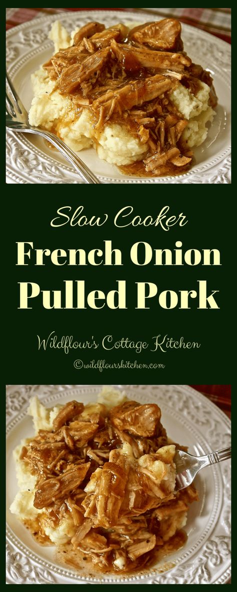 Roast With Onion Soup Mix, Pork Loin Pulled Pork, Pork Loin Crock Pot Recipes, Pork Roast Crock Pot Recipes, Pulled Pork Slow Cooker, Pork Slow Cooker, Crockpot Pork Loin, Slow Cooker Pork Loin, Pork Gravy