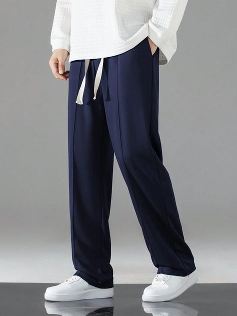 Men'S Solid Color Drawstring Waist PantsI discovered amazing products on SHEIN.com, come check them out! Castle Exterior, Blue Pants Men, Drawstring Waist Pants, Men Pants, Marine Blue, Blue Pants, Waist Pants, Men Clothing, Amazing Products