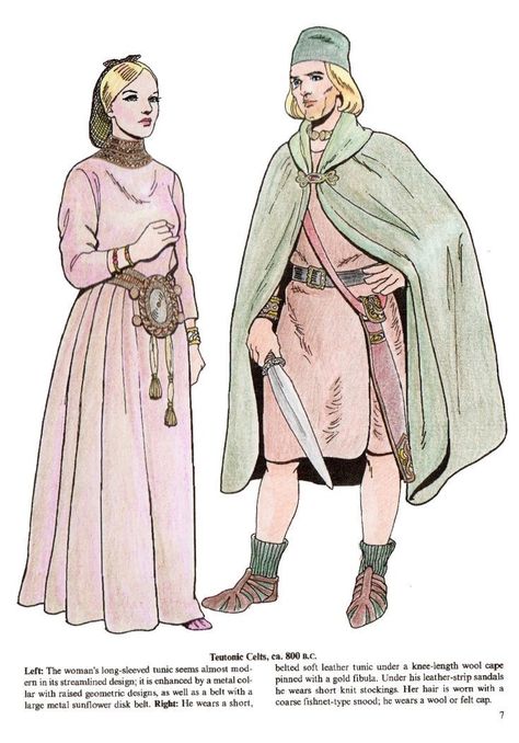 Celtic Fashion Ancient, Bronze Age Celtic Clothing, Ancient British Clothing, 1050s Fashion, Ancient Irish Clothing, Celtic Fashion Medieval, Ancient Celtic Clothing, Traditional Celtic Clothing, Historical Irish Clothing