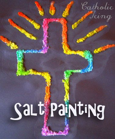 Salt Painting, Children's Church Crafts, Catholic Crafts, Sunday School Crafts For Kids, Craft Easy, Bible School Crafts, Religious Crafts, Christian Crafts, Bible Crafts For Kids