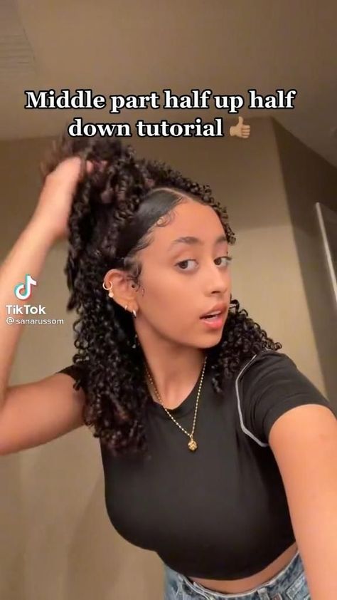 If you like this pin follow me for more ily bestie ✨! Natural Hairstyles Mixed Hair, Easy Curl Hairstyle, Cheer Hairstyles For Curly Hair, Cute Slick Hairstyles For Curly Hair, Mixed Natural Hairstyles, Curly Hair Styles Ponytail, Cute Curly Slick Hairstyles, Braided Hairstyles For Curly Mixed Hair, Cute Hairstyles To Do With Curly Hair