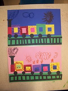 Plakboek: vervoer trein vouwen vormen Preschool Transportation, Safety Crafts, Shapes Kindergarten, Kindergarten Art Lessons, Kindergarten Projects, Kindergarten Art Projects, Transportation Theme, Train Art, Kids Projects