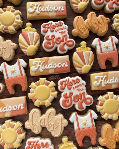 Fun Color Palette, Baby Shower Essentials, Jordan Baby Shower, Here Comes The Son, Peanuts Party, Baby Singing, Baby Shower Host, Crazy Cookies, Daisy Party