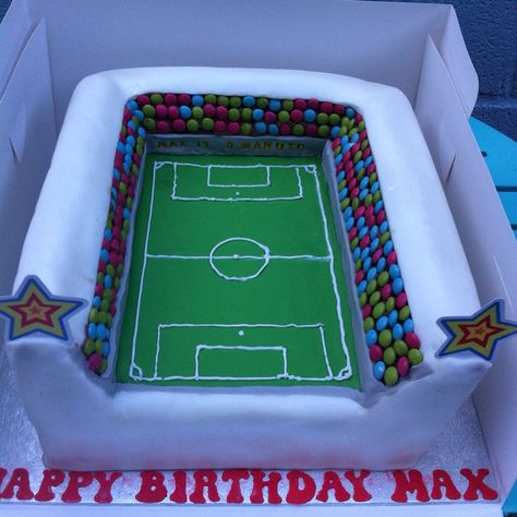 Football stadium cake Soccer Pitch Cake, Soccer Stadium Cake, Football Stadium Cake, Football Pitch Cake, Football Field Cake, Stadium Cake, Marvel Birthday Cake, Cake Football, Football Cakes