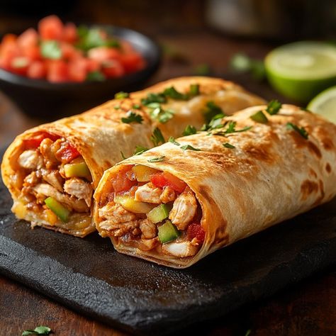 Chimichangas de pollo al horno 🌯✨ ¡Saborea el auténtico sabor de México con nuestras Chimichangas de Pollo al Horno! 🇲🇽 Estos deliciosos burritos crujientes están rellenos de pollo jugoso, verduras frescas y una mezcla de especias que te transportarán al corazón de la cocina mexicana. 🌶️ Ingredientes: 2 pechugas de pollo cocidas y desmenuzadas 1 cebolla mediana, picada 1 pimiento rojo, picado 1 pimiento verde, picado 1 calabacín pequeño, picado 2 dientes de ajo, picados 1 cucharadita de comin... Decadent Food, Mexico Food, Food Cravings, Diy Food Recipes, Diy Food, Soul Food, Food Photo, Mouth Watering, Delicious Food