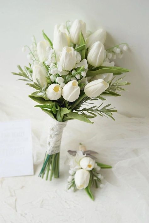 Small Wedding Bouquets, White Tulips, Lily Of The Valley, Small Wedding, The Valley, Bouquets, Tulips, Floral Design, Lily