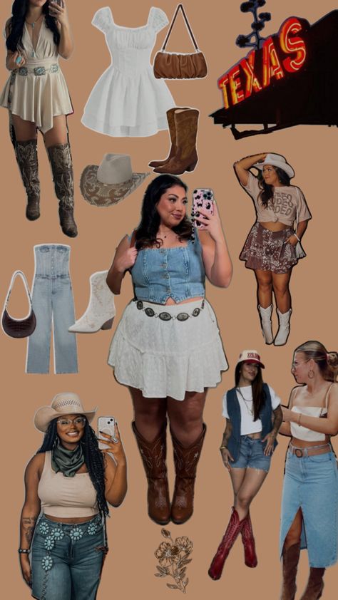 Texas Outfit Ideas, Vestidos Country, Curvy Casual Outfits, Nashville Outfits, Festival Looks, Outfit Ideas, Casual Outfits, Texas, Festival