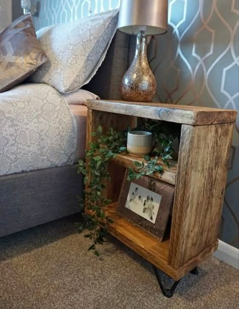 Reclaimed Bedside Table, Farmhouse Bedside Table, Rustic Bedside Table, Hairpin Table, Table Farmhouse, Table Bedside, Table Side, Table Dimensions, Night Stand