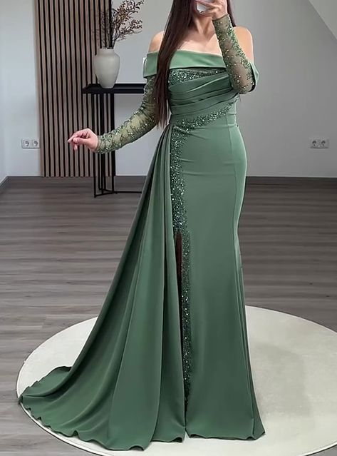 Gown Elegant, Unconventional Wedding Dress, Fancy Gowns, Gowns Dresses Elegant, Evening Dresses Online, Custom Prom Dress, Shoulder Stretch, Dresses Formal Elegant, Cheap Evening Dresses