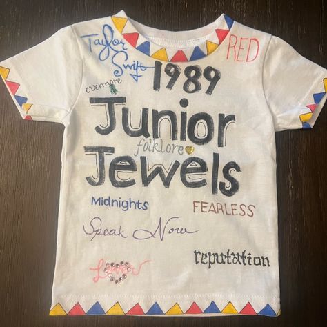 Jr Jewels Taylor Swift Shirt, Diy Junior Jewels Shirt, Taylor Swift Junior Jewels Shirt Costume, Junior Jules Taylor Swift Shirt, Jr Jewels Taylor Swift, Homemade Taylor Swift Shirts, Junior Jewels Taylor Swift Music Video, Junior Jules Taylor Swift, Taylor Swift Lyrics Shirt