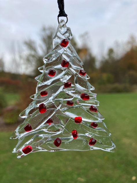 Christmas Tree With Red Fused Glass - Etsy