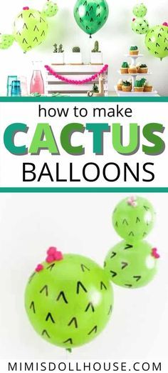 With Cinco de Mayo this weekend and summer right around the corner, there is sure to be a ton of parties and get togethers to look forward to. If you’re looking for a unique theme idea that’s perfect for the season, consider cacti! Here is a simple DIY cactus balloon idea for your next party! #cacti #cactus #succulents #party #partyideas #cincodemayo #holiday #summer #diy #balloons #partyballoons Cactus Party Ideas, Balloons Tutorial, Monumental Vbs, Cactus Balloon, Cactus Party Decor, Desert Party, Taco Twosday, Diy Cactus, Slp Activities