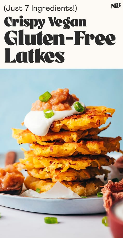 Gluten Free Potato Latkes, Dairy Free Main Dishes, Gluten Free Latkes, Potato Rice Recipes, Vegan Latkes, Christmas Vegetarian, Tv Snacks, Vegan Potatoes, Snacks Crackers