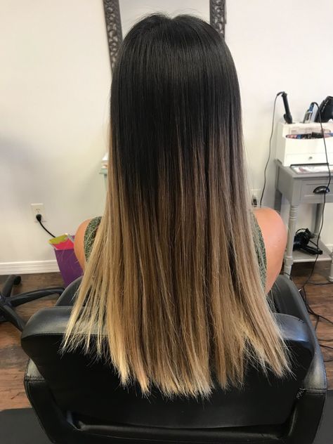 "Toasty Melt” Hair Color Is the New Blonde Balayage for Summer | Allure Blonde Ends On Black Hair, Ombré On Black Hair, Black To Blonde Ombre Hair, Melt Hair Color, Blonde Balayage On Black Hair, Balayage On Black Hair, Black Hair Ideas, Blonde Hair Tips, Color Melting Hair