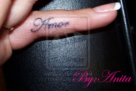 amor on finger by ~Talaanita on deviantART Amor Finger Tattoo, W Finger Tattoo, Amor Tattoos For Women, Finger Tattoos For Girls, Jacks Tattoo, Girl Finger Tattoos, Amor Tattoo, Jack Tattoo, Henna Hands