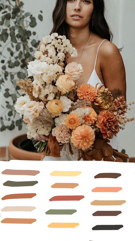 Earth Tone Flowers, Orchid Bridal Bouquets, Bridal Era, Earth Tone Wedding, Gold Bouquet, Earthy Colours, November Wedding, Brown Wedding, Color Wedding