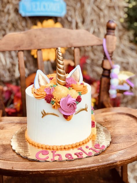 Fall Unicorn Birthday Party, Fall Unicorn Party, Fall Unicorn Cake, Fall Smash Cake, Halloween Unicorn Cake, Unicorn Smash Cake, Pumpkin Unicorn, Cake Fall, Pumpkin Birthday Parties