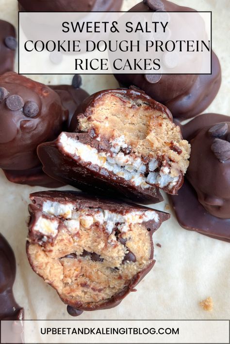 Sweet and Salty Cookie Dough Protein Rice Cakes - Upbeet & Kaleing It Rice Cake Treats Healthy, Protein Rice, Cookie Dough Protein, Lemon Raspberry Muffins, Cake Treats, Salty Cookies, Gluten Free Sweet Potato, Healthy Donuts, Healthy Sweet Snacks