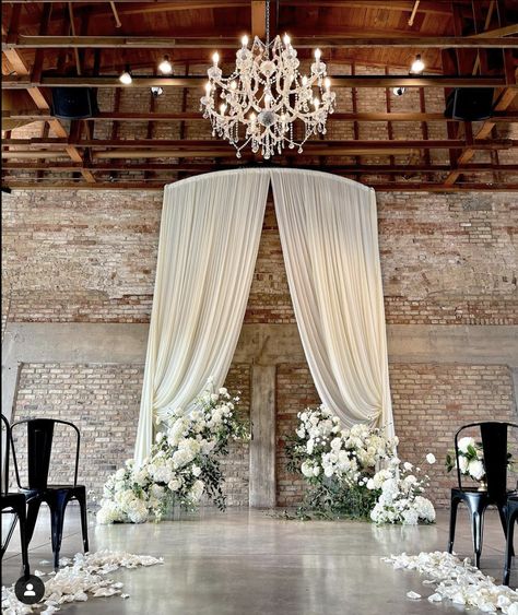 Wedding Drapery Backdrop, Wedding Drapery, Draping Ideas, Fabric Installation, Wedding Setup, Industrial Chic Wedding, Wedding Lookbook, Wedding Theme Inspiration, Pipe And Drape