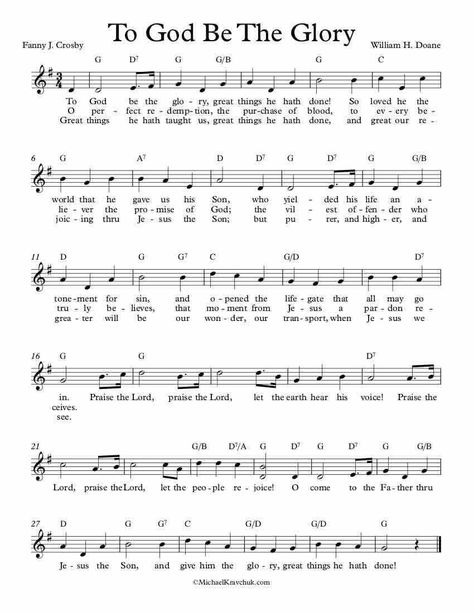 Ukulele Worship Songs, Fanny Crosby, Hymn Lyrics, Gospel Song Lyrics, To God Be The Glory, Hymns Of Praise, Hymn Sheet Music, Hymn Music, Hymns Lyrics