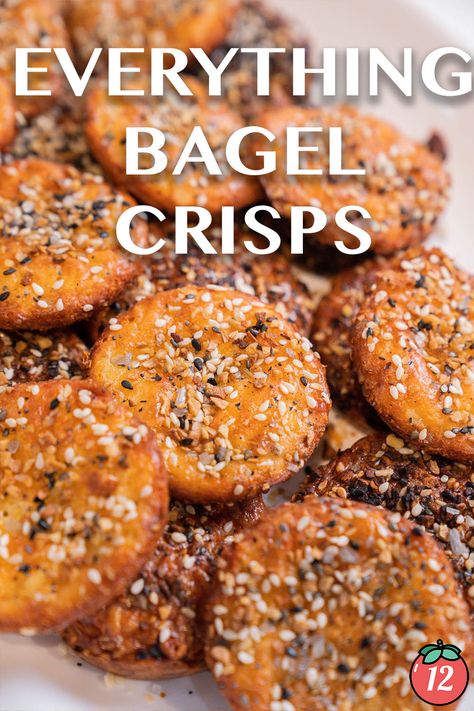 Everything Bagel Crisps | 12 Tomatoes Everything Bagel Bits 12 Tomatoes, Recipes With Everything Bagel Seasoning, Bagel Crisps, Lite Meals, Easy Homemade Snacks, Easy Low Carb Snacks, 12 Tomatoes Recipes, Party Bites, Everything Bagel Seasoning