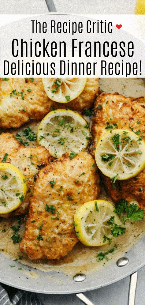 Chicken Francaise Recipe, Chicken Francese Recipe, Chicken Francaise, Chicken Francese, Recipe Critic, Unique Recipe, Chicken Entrees, Roast Chicken Recipes, Turkey Dishes