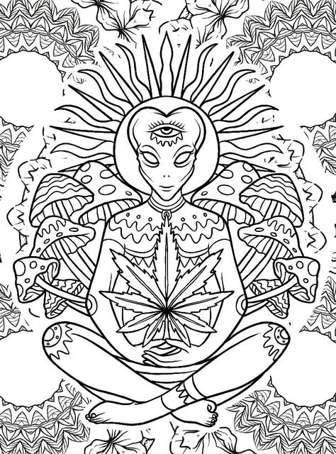 Hippie Coloring Pages, High Coloring Pages, Easy Tattoo, Stick Drawings, Witch Coloring Pages, Adult Coloring Books Printables, Trippy Drawings, Adult Colouring Printables, Kids Coloring Pages