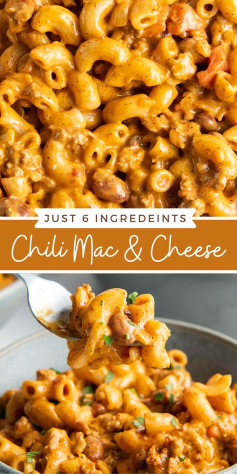 Chili Cheese Mac And Cheese, Cheddar Chilli Mac, Chili Mac With Canned Chili, Chili And Mac And Cheese, Mac And Chili Recipe, Chilli Mac Casserole, Cheddar Chili Mac Crockpot, Chili Mac With Boxed Mac And Cheese, Chili Mac With Velveeta