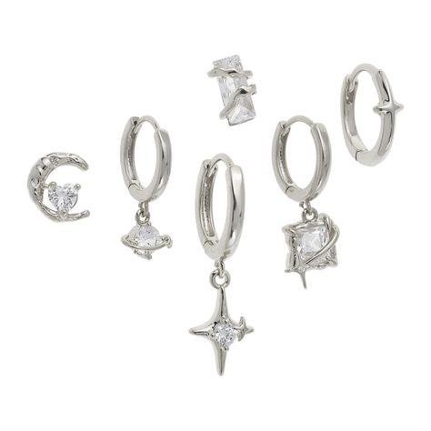 PRICES MAY VARY. Cute dainty small hoop earrings set of six tiny huggies, adorned with leaves and shiny cubic zirconia. Highly polished silver finish embodies the simplicity of modern sophistication, perfect for everyday simple luxury. Charming rhinestone dangle earrings, mix and match on helix, double pierced ears, asymmetrical wearing, delicate and sparkly, modest and chic, giving a premium shine, perfect for business work and formal event parties. Unique summer ocean beach huggie hoop earring Conch Piercing Hoop Silver, Earrings Second Piercing, Huggie Dangle Earrings, Earing Stacks Silver, Silver Earring Stacks, Jewelry Inspo Earrings, Earrings For Double Piercings, Ear Piercings Silver, Silver Earring Stack