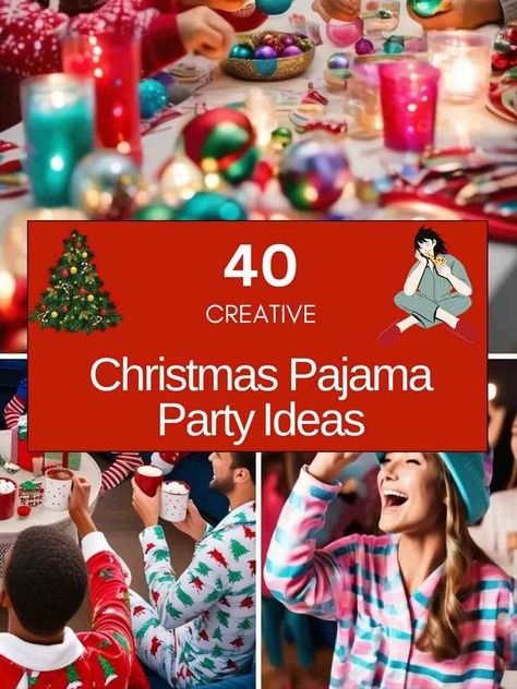 Christmas Movie Pajama Party, Pajamas Christmas Party Ideas, Christmas Pj Party Ideas For Kids, Christmas Pajama Party Games, Kids Christmas Sleepover Ideas, Christmas Pj Party Ideas For Adults, Pj Christmas Party, Christmas Pj Party Ideas, Christmas Pajama Party Ideas