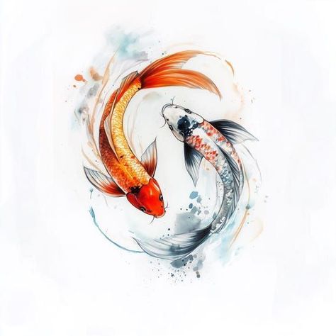 Koi Fish Canvas Print Watercolor Art Home Decor Wall Art in the Style of Japanese Ink Painting with Vibrant Orange and Blue Accents by CustomCanvasCurators 🎨 Dive into the serene world of our Koi Fish Canvas Print! 🐟 This mesmerizing watercolor style artwork captures the elegance of these iconic fish, perfect for adding a touch of natures beauty to any space. Whether it's a serene garden, a calming living room, or an inspiring office space, this piece is designed to spark conversation and e... Koi Watercolor Painting, Koi Tattoo Design, Koi Painting, Japanese Ink Painting, Fish Artwork, Koi Art, Carpe Koi, Watercolor Fish, Japanese Artwork