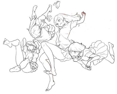 Reference Group Falling Drawing Reference, Character Falling Drawing, Girl Falling Reference, Falling Drawing Reference, Anime Falling, Falling Reference, Falling Pose, Falling Drawing, Poses Manga