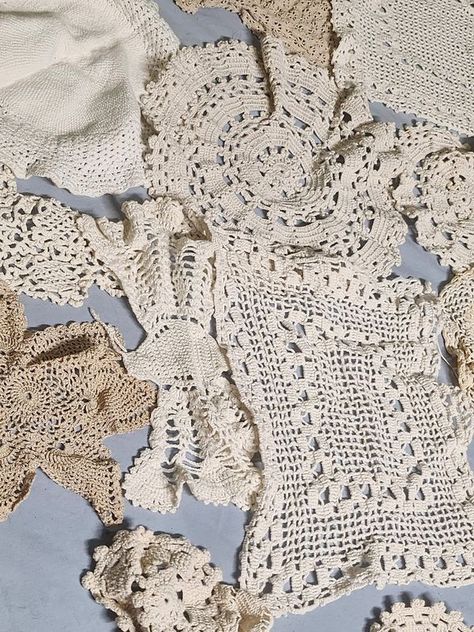 Recycle, Reuse and Repurpose! | Curious to see some ideas I only saw one on here about using old doilies | Facebook Upcycle Tablecloth, Doilies Crafts Repurposed, Doily Crafts, Doilies Crafts, Crochet Dollies, Crochet Tablecloth, Some Ideas, Repurpose, I Am Happy