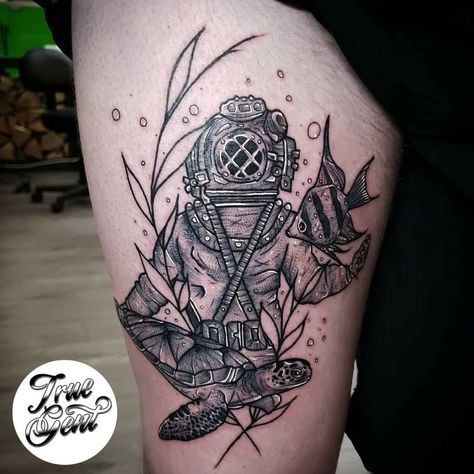 Deep Sea Diver Tattoo, Scuba Diver Tattoo, Deep Sea Diving Suit, Diver Tattoo, Dove Tattoo, Sea Tattoo, Deep Sea Diver, Deep Sea Diving, Diving Suit